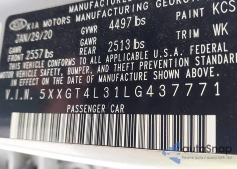 2020 Kia Optima Lx from USA, damaged, VIN 5XXGT4L31LG437771